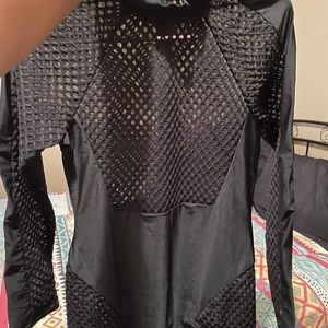 Black polyester/cotton mesh see through dress very classy and sexy